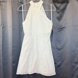 Rachel Roy Elegant White Lace Halter Dress in Eggshell